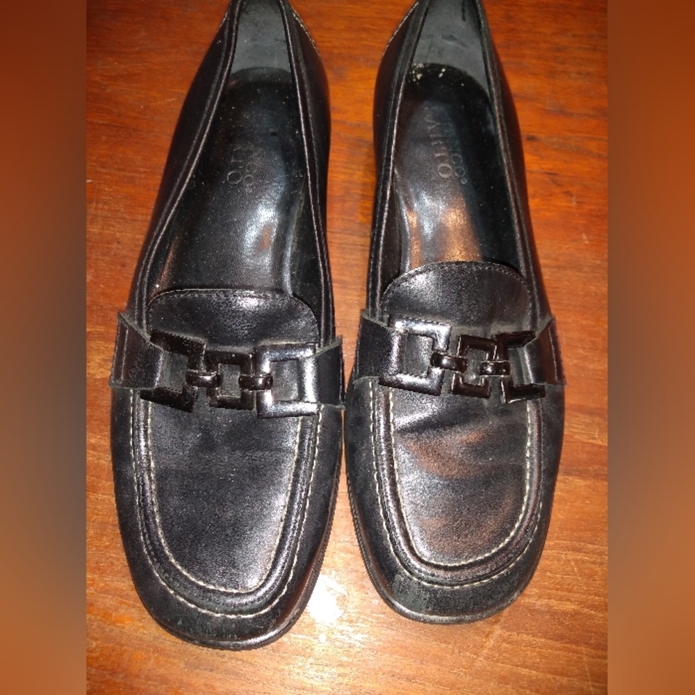 Franco Sarto Women's Black Leather Loafers, Size 8M, Made in Brazil